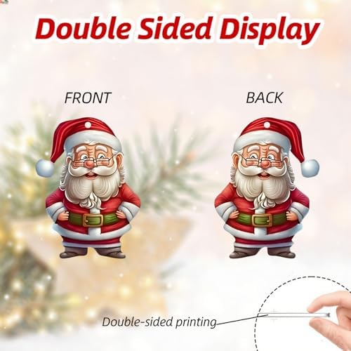 12-Piece Cartoon Santa Claus Christmas Tree Ornaments, Acrylic Hanging Decorations