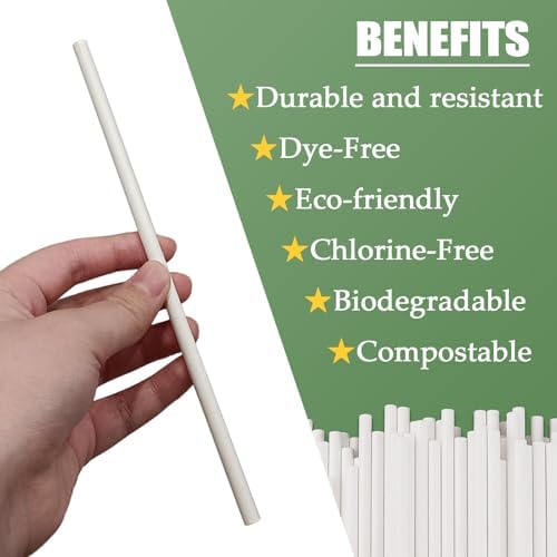 100-Pack White Paper Straws, 7.8 Inch Biodegradable Drinking Straws