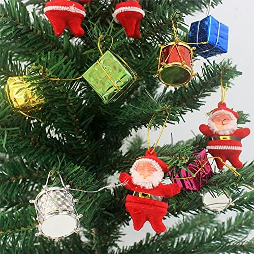 6-Piece Mini Santa Claus Christmas Tree Hanging Ornaments, Red Plastic and Cloth