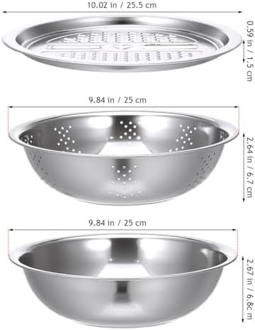 Stainless Steel Colander Strainer Basin Set with Vegetable Grater Plate and Drainer Basket