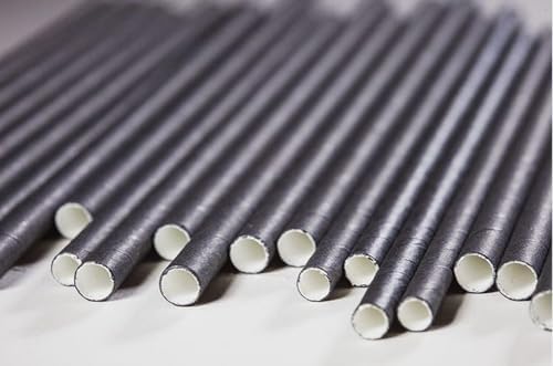 100-Pack Black Paper Straws, 7.75 Inch Biodegradable Drinking Straws