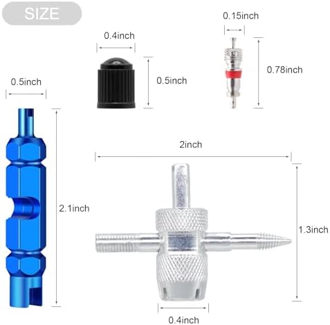 Tire Valve Stem Removal Tool Kit with 20 Valve Cores & 10 Caps, Schrader Core Tool