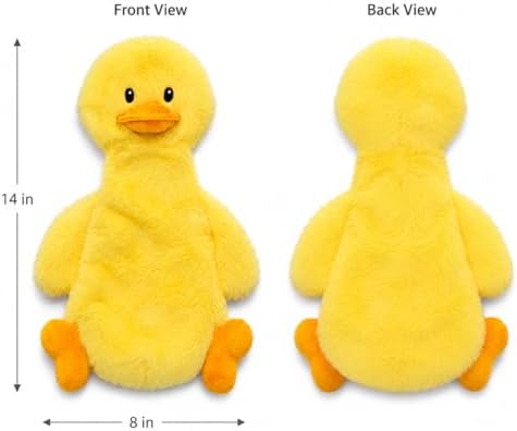Interactive Crinkle Duck Dog Toy, 14 x 8 Inch No-Stuffing Plush Squeaky Toy