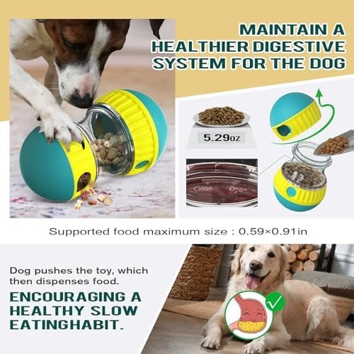 Dog Puzzle Treat Dispensing Ball, Adjustable Slow Feeder Enrichment Toy