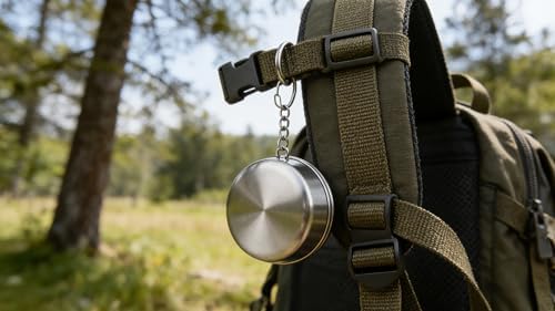 Stainless Steel Collapsible Travel Cup with Keychain Lid, 8.45 oz Folding Camping Mug