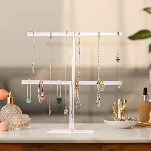 2-Tier Clear Acrylic Necklace Holder, Jewelry Display Stand for Necklaces and Bracelets