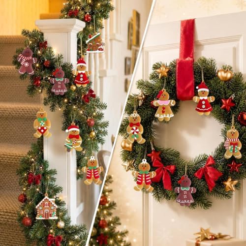 16-Piece Gingerbread Man Christmas Tree Ornaments, Soft Rubber Hanging Decorations