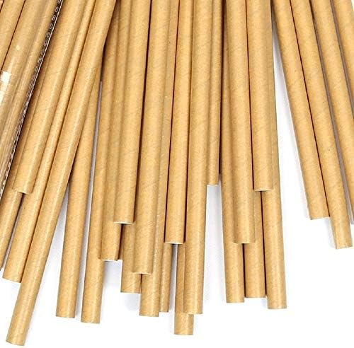 100-Pack Kraft Paper Straws, 7.75 Inch Biodegradable Drinking Straws