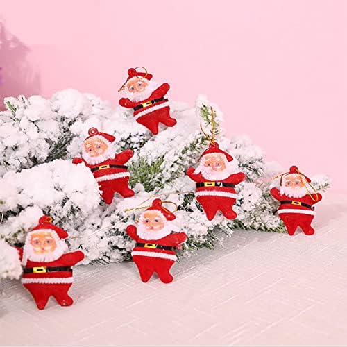 6-Piece Mini Santa Claus Christmas Tree Hanging Ornaments, Red Plastic and Cloth
