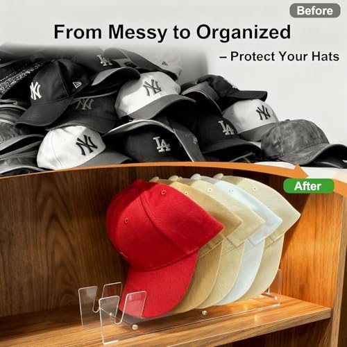 2-Pack Clear Acrylic Hat Organizers for Baseball Caps, Display Racks