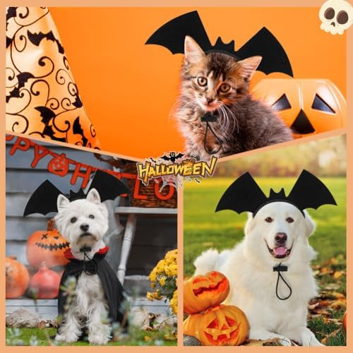 Halloween Dog Bat Wing Headband, Adjustable Black Felt Pet Costume Accessory