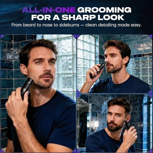 Sybler 5-in-1 Electric Razor for Men, Rechargeable Rotary Shaver & Beard Trimmer Kit