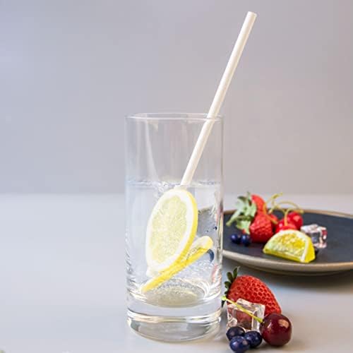 100-Pack White Paper Straws, 7.8 Inch Biodegradable Drinking Straws