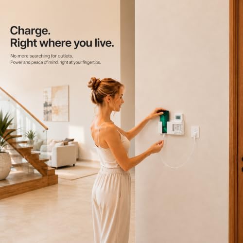 Wall Mount Phone Holder with Charging Cable Slot, Adhesive Remote Control Holder