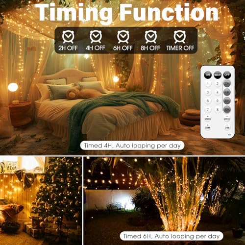 66 ft 200 LED USB Fairy String Lights, Warm White Copper Wire Twinkle Lights for Bedroom