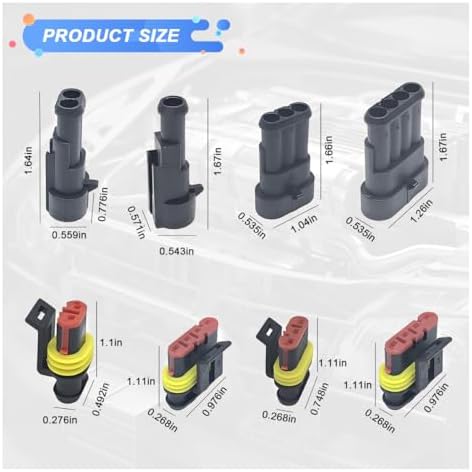 352-Piece Waterproof Car Electrical Connector Terminals Kit, 1 2 3 4 Pin Male and Female