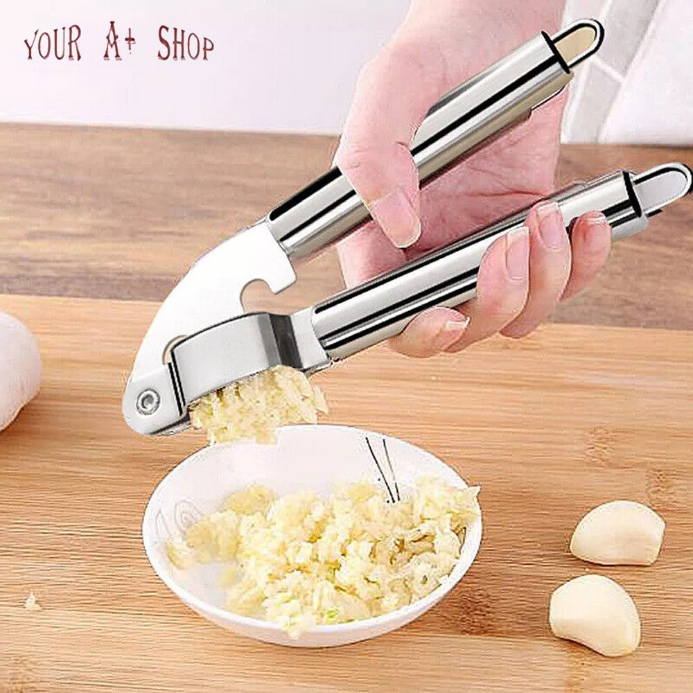 Kitchen Prep Duo: Stainless Steel Garlic Press + 15-in-1 Vegetable Chopper with Container
