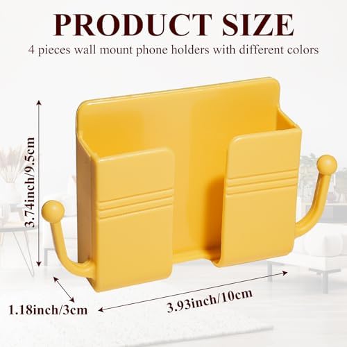 4-Pack Adhesive Wall Mount Phone Holders, Bedside Charging and Remote Stands