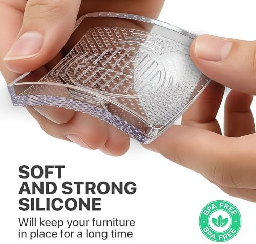 4-Pack Clear Furniture Cups, 2.2 Inch Square Non-Slip Pads for Hardwood Floors