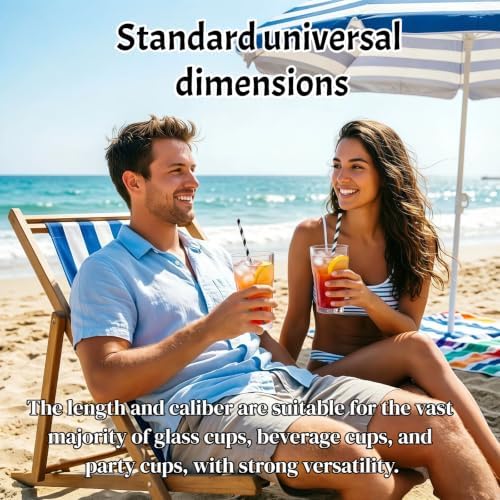 100-Pack Black and White Striped Paper Straws, 7.75 Inch Compostable Drinking Straws