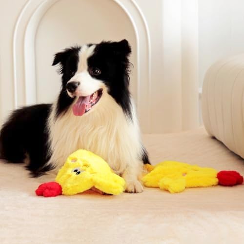 Crinkle Chicken Dog Toy, 14 Inch No-Stuffing Squeaky Plush