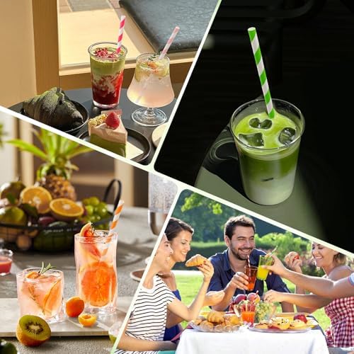 100-Pack Rainbow Striped Paper Straws, 10 Assorted Colors, Biodegradable Drinking Straws