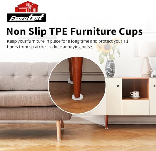 4-Pack Clear Non-Slip Furniture Pads, 2 Inch Rubber Caster Cups for Hardwood Floors