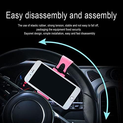 Car Steering Wheel Phone Holder, Universal Clip-On Mount for Smartphones up to 6.7 in