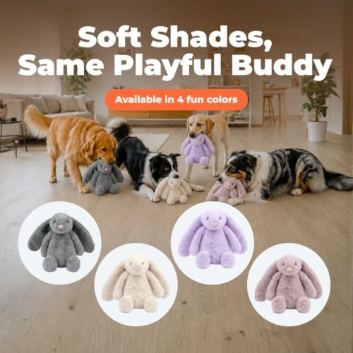 Best Pet Supplies Bunny Buddy Squeaky Plush Dog Toy, Beige, Medium