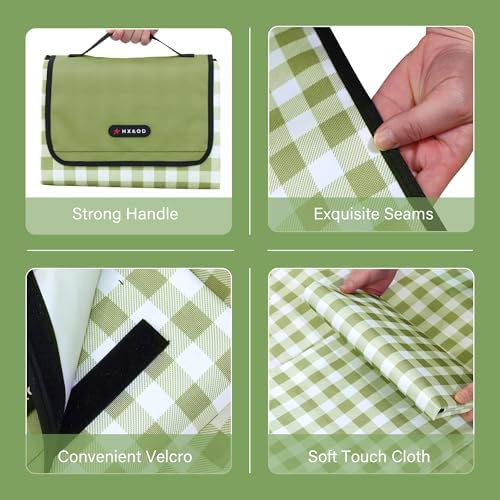 Extra Large Waterproof Picnic Blanket, 80 x 60 Inch Foldable Sandproof Beach Mat