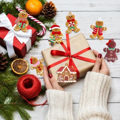 16-Piece Gingerbread Man Christmas Tree Ornaments, Soft Rubber Hanging Decorations