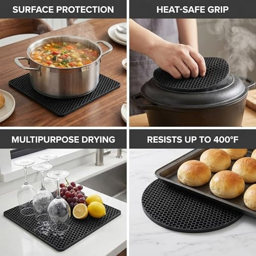 4-Pack Silicone Trivets for Hot Dishes, Heat-Resistant Pot Holders