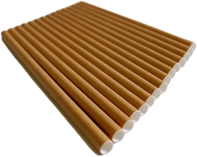 100-Pack Kraft Paper Straws, 7.75 Inch Biodegradable Drinking Straws