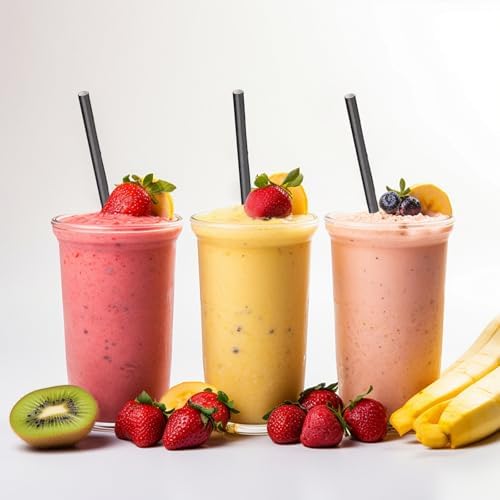 100-Pack Black Paper Straws, 7.75 Inch Biodegradable Drinking Straws
