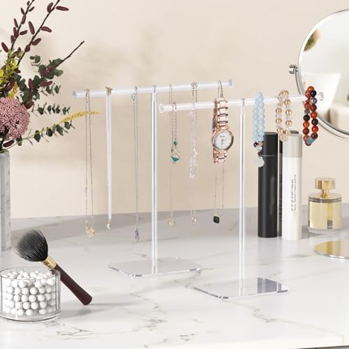 2-Tower Clear Acrylic Jewelry Stand, Necklace and Bracelet Holder