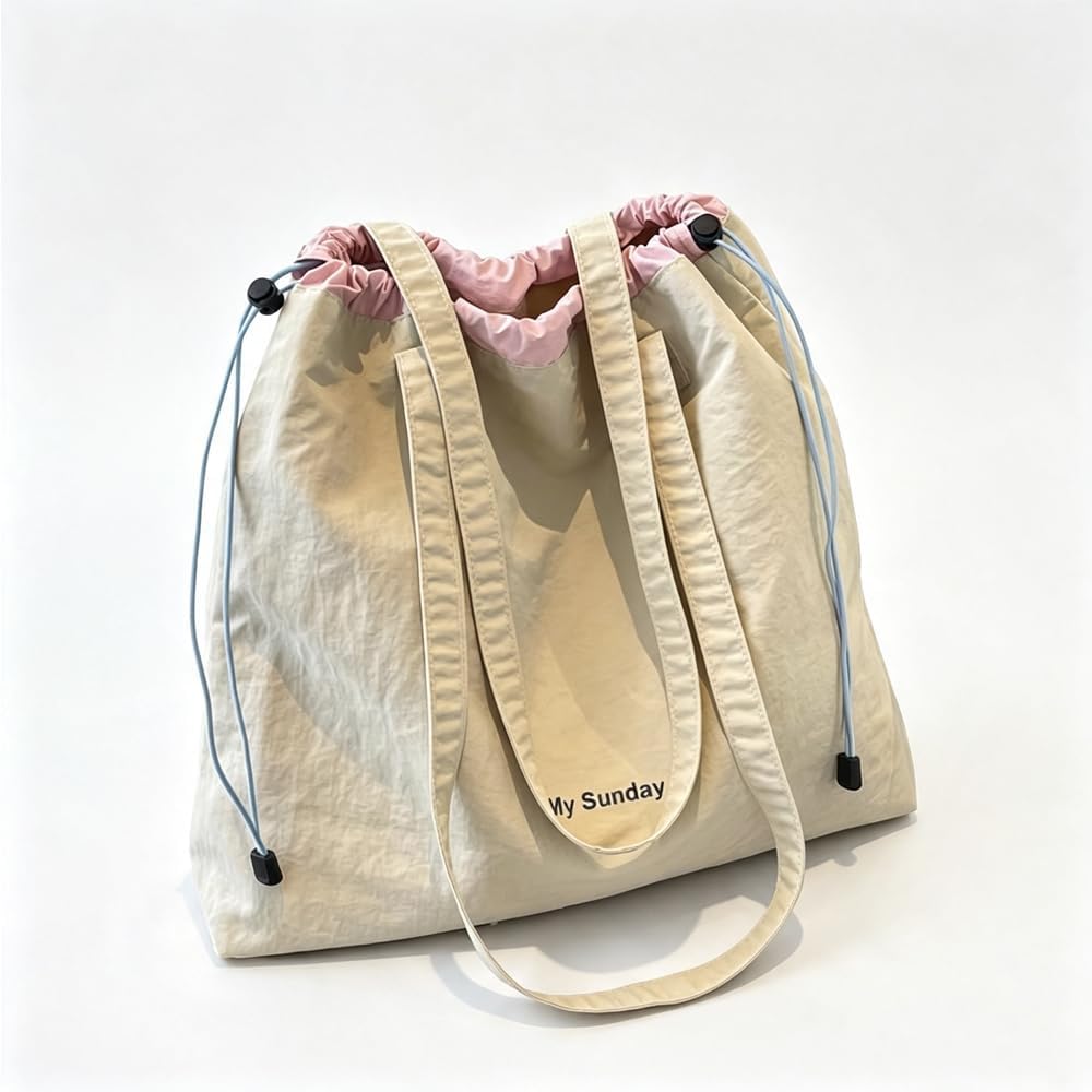 Women's Drawstring Shoulder Tote Bag, Casual Crossbody Handbag for Everyday Use