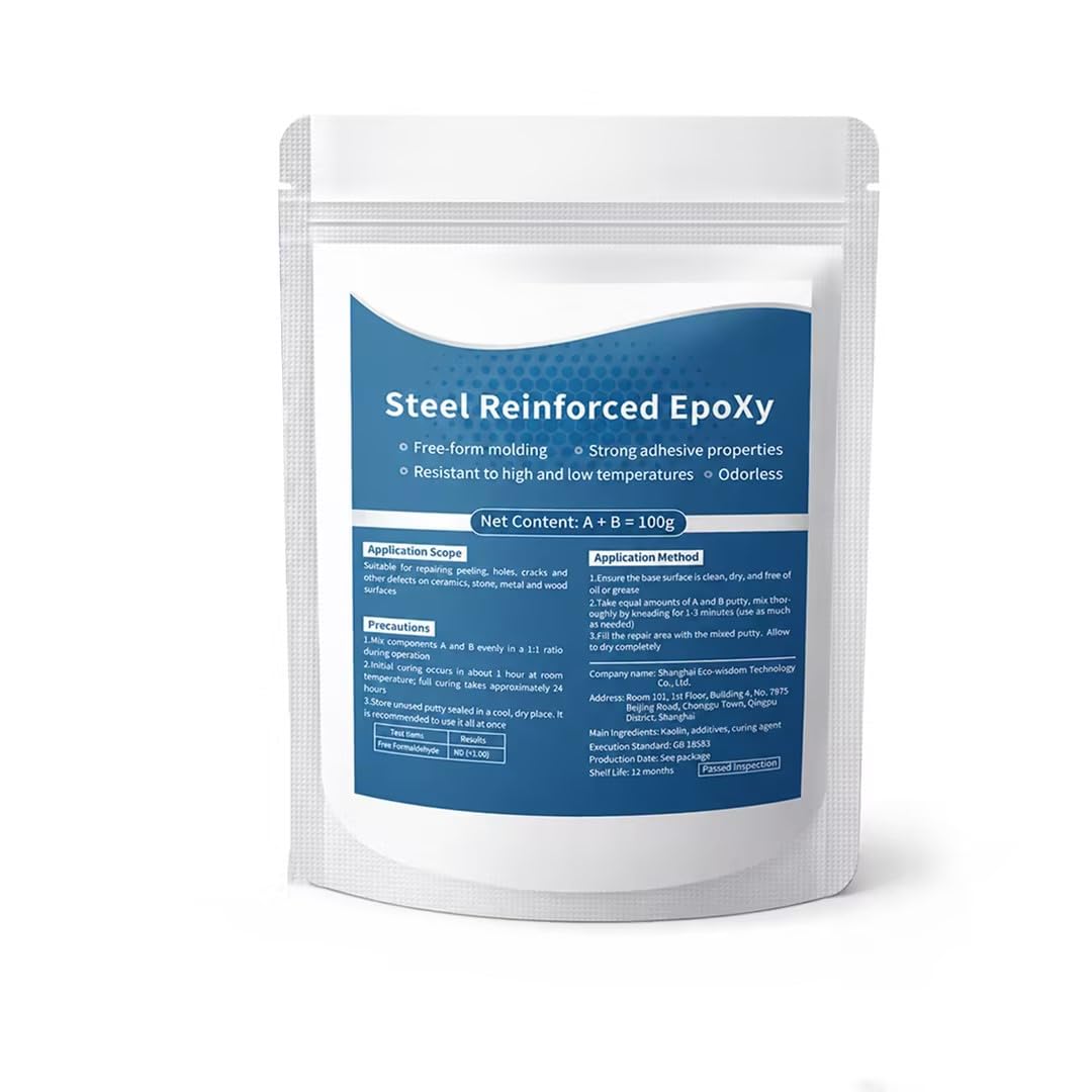 Steel Reinforced Epoxy Putty, 100g Two-Part Fast Repair Clay for Metal, Pipes, Wood, Ceramic & Plastic