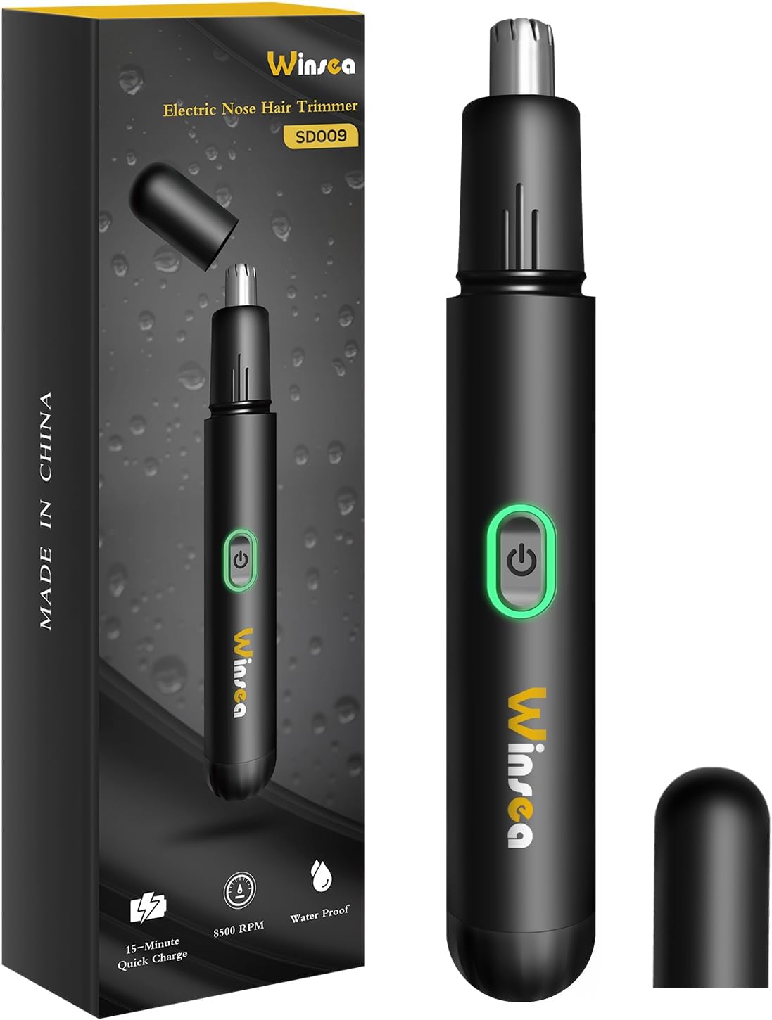 Winsea Rechargeable Nose & Ear Hair Trimmer, USB Waterproof Painless 360 Blade