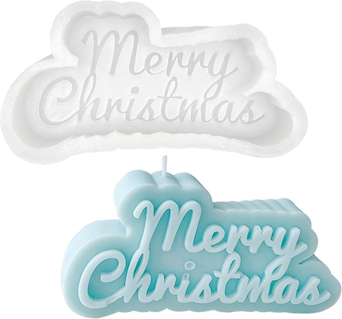 Merry Christmas 3D Silicone Candle Mold for Candle Making, Resin and Plaster Crafts