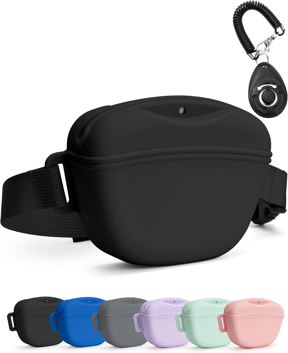 Magnetic Dog Treat Pouch with Training Clicker, 1.67 Cup, Black