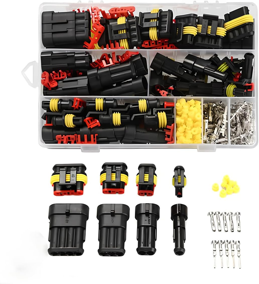 352-Piece Waterproof Car Electrical Connector Terminals Kit, 1 2 3 4 Pin Male and Female