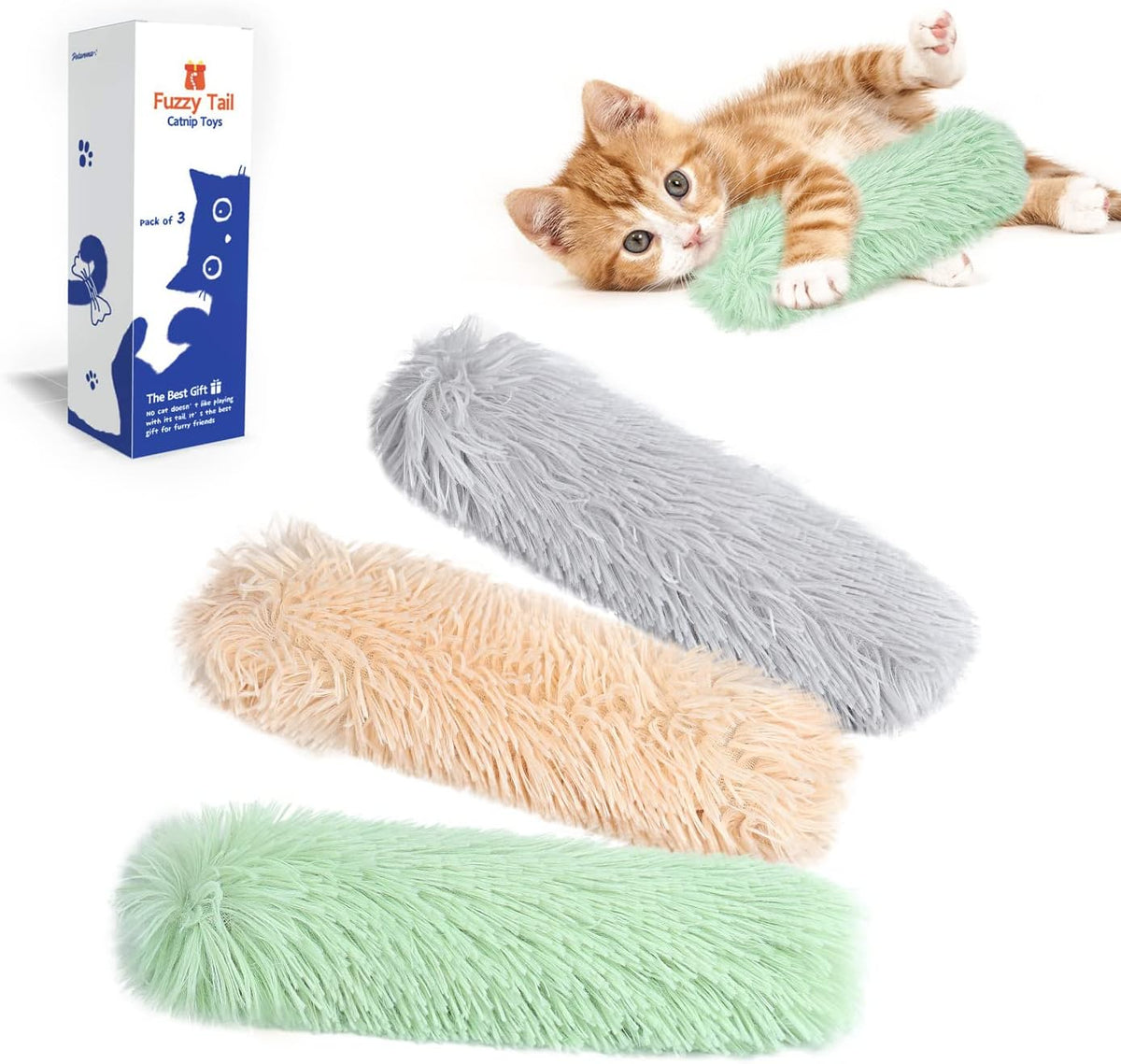 Potaroma Catnip Kicker Pillow Cat Toys, 3-Pack, Plush Indoor Cat Toys