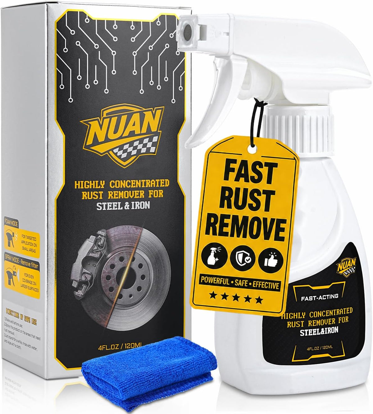 Rust Remover Spray for Metal, 120mL Highly Concentrated Fast-Acting Rust Remover for Car Parts, Tools & Chains