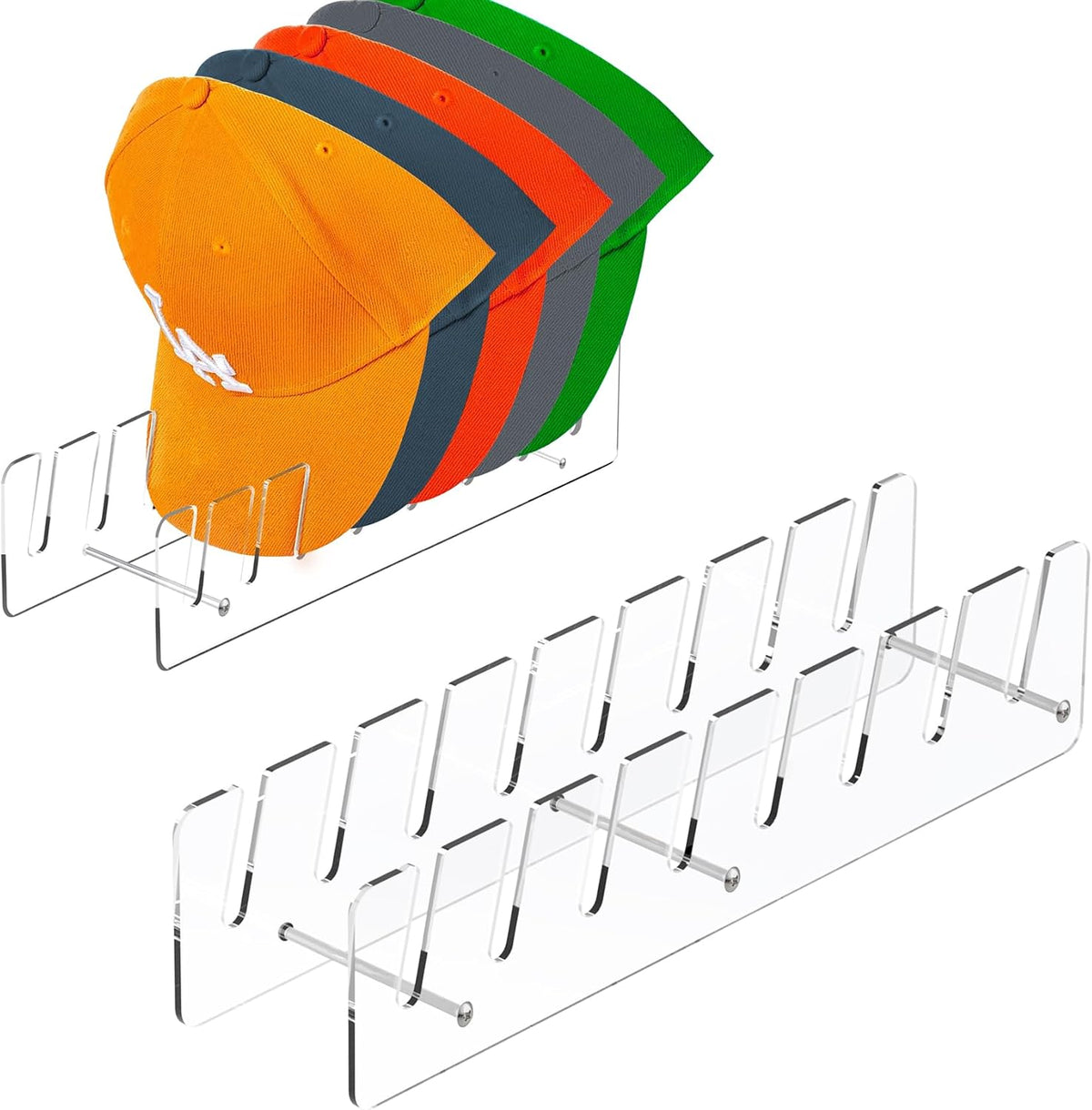 2-Pack Clear Acrylic Hat Organizers for Baseball Caps, Display Racks