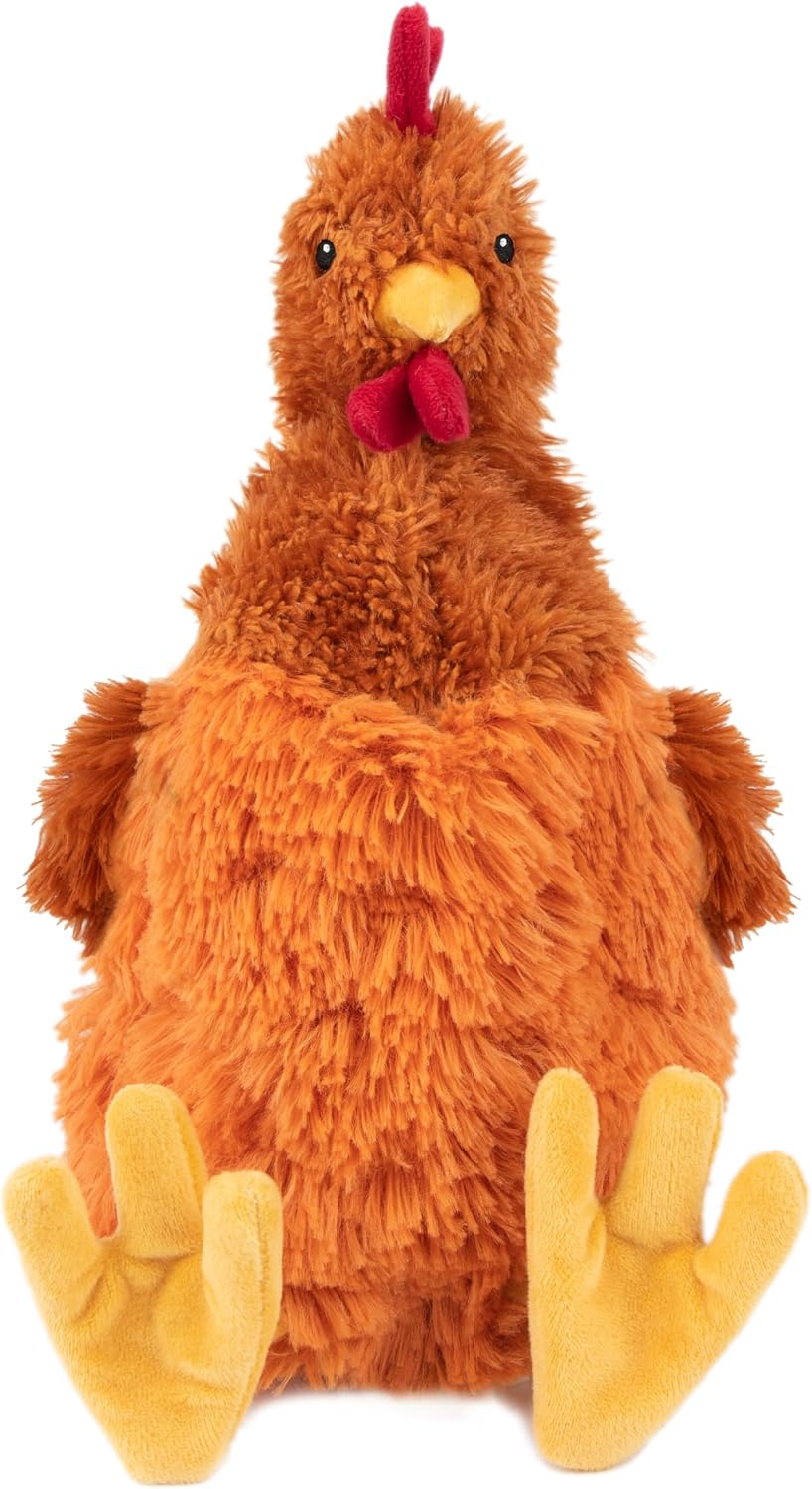 Best Pet Supplies Crinkle Squeaky Plush Dog Toy, Chicken, Brown
