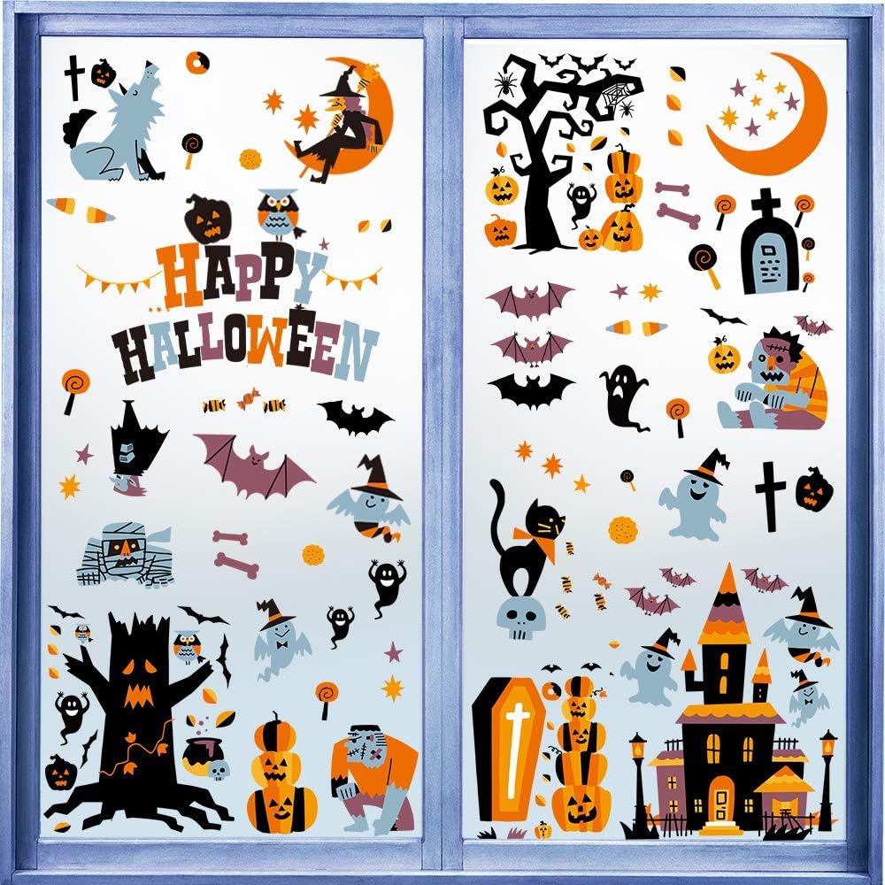 Halloween Window Clings, 10 Sheets with 146 Decals