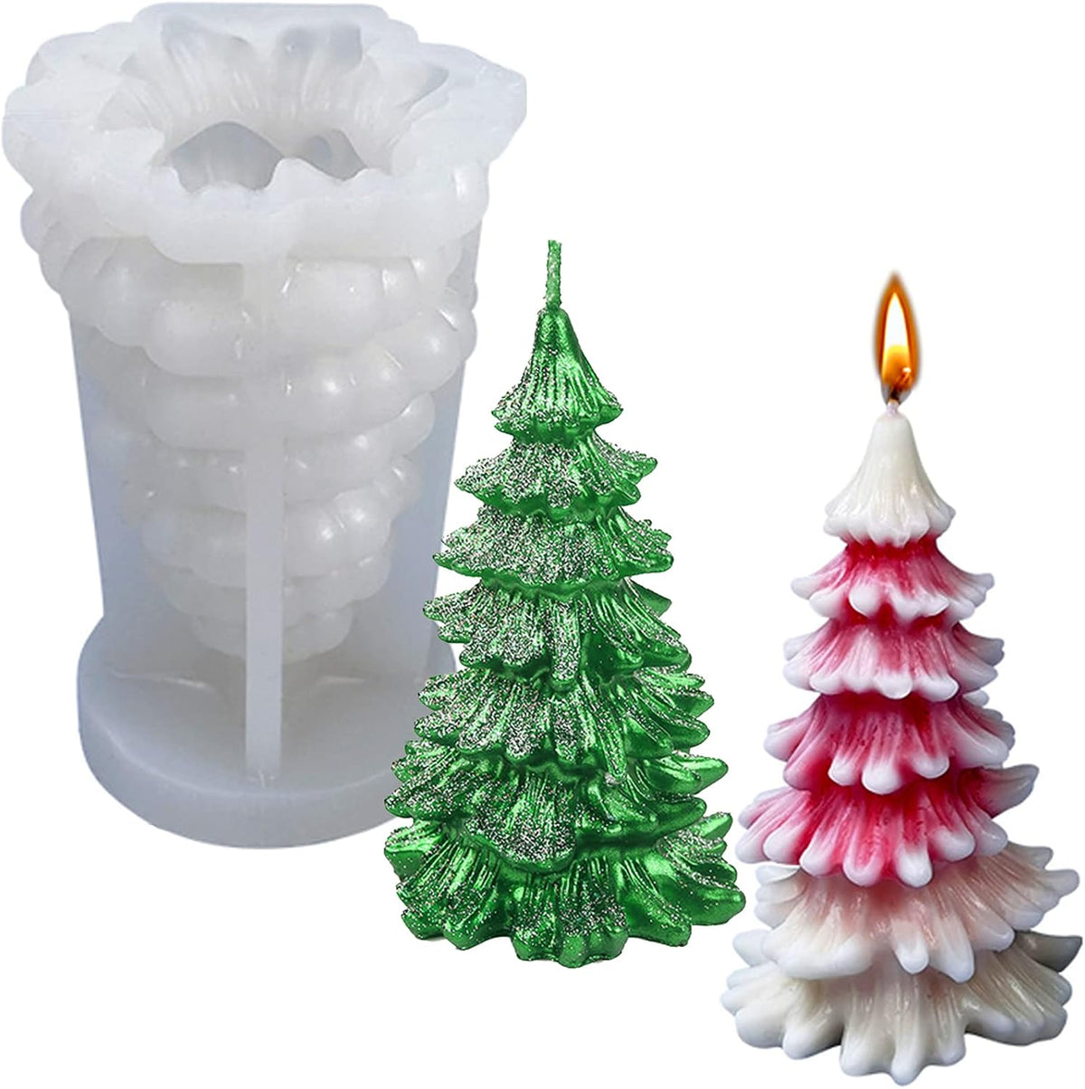 3D Christmas Tree Silicone Candle Mold for Soap, Resin and Epoxy Crafts