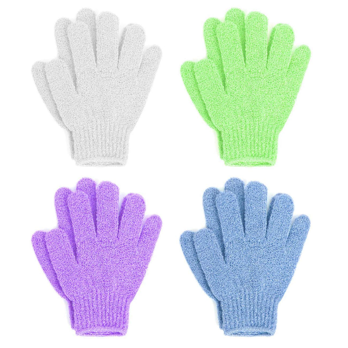 Linda Exfoliating Bath Gloves, Pack of 4 for Shower and Body Scrubbing