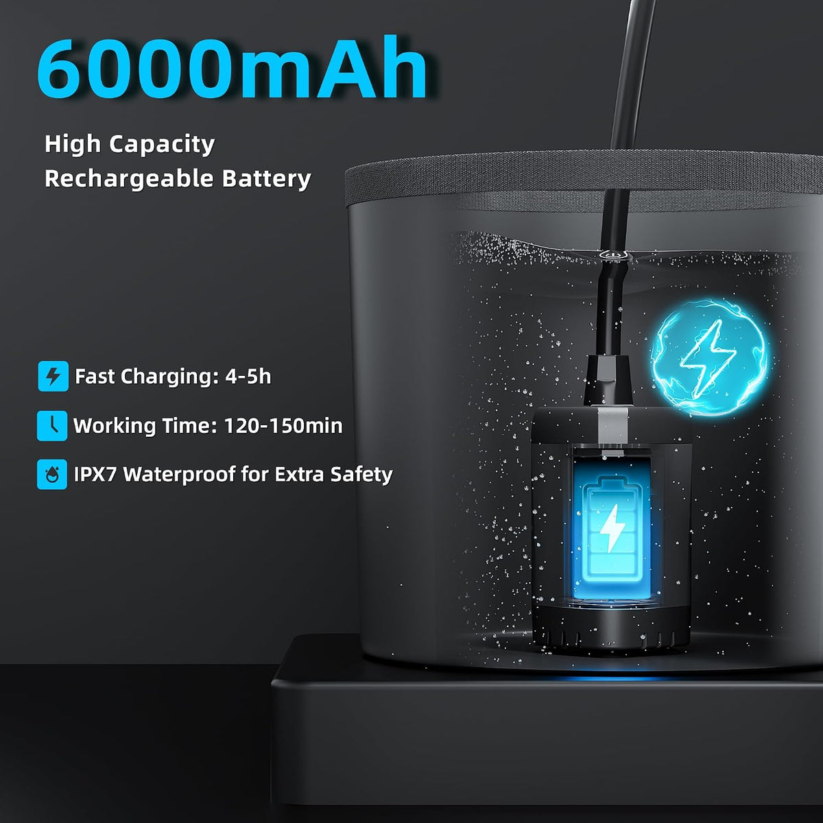 Moriko Portable Camping Shower Kit, 6000mAh Rechargeable Pump, LED Display, Filtered Shower Head, 5 Gal Foldable Bucket
