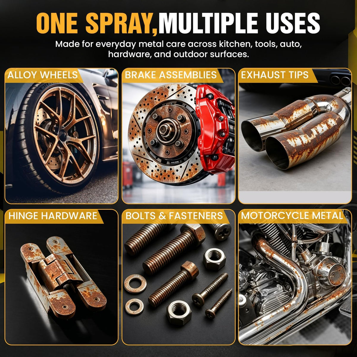 Rust Remover Spray for Metal, 120mL Highly Concentrated Fast-Acting Rust Remover for Car Parts, Tools & Chains